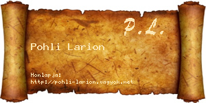 Pohli Larion névjegykártya